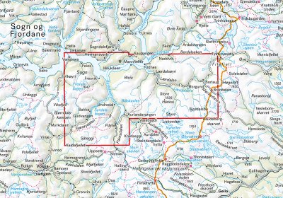 Turkart Nærøyfjorden & Lærdalen 1:50 000