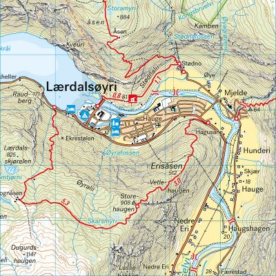 Turkart Nærøyfjorden & Lærdalen 1:50 000