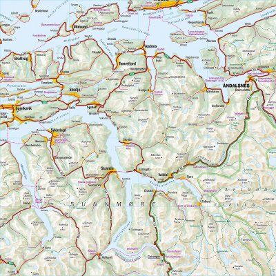 Bil- og turistkart Midt-Norge 1:350 000
